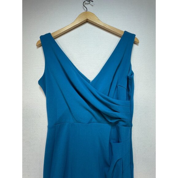Woosea Womens Split Maxi Dress V Neck Cocktail Party Size M Teal Blue Sleeveless - Picture 5 of 10
